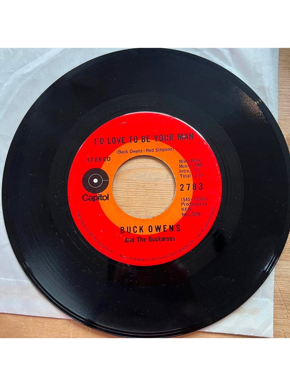 Buck Owens and the Buckaroos - I'd Love to be your Man 45rpm VG+ R07